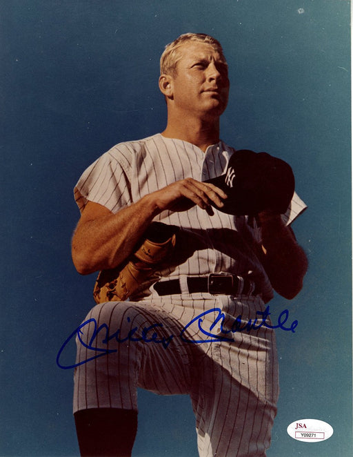 Mickey Mantle Signed Posing in Pinstripes 8x10 Photo (JSA LOA)