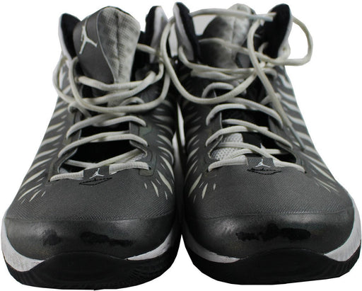 Joe Johnson Sneakers - Brooklyn Nets 2012-2013 Season Game Used #7 Black White and Grey Jordan Basketball Sneakers (Pair) (Size 16)