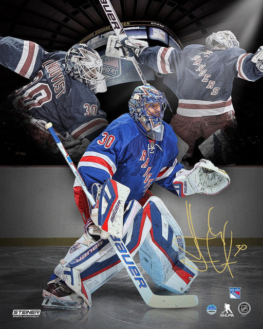 Henrik Lundqvist Signed New York Rangers Three Image Montage 16x20 Photo