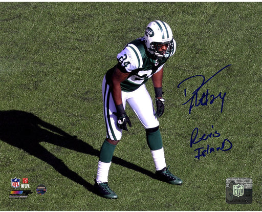 Darrelle Revis Signed Jets Stance 8x10 Photo with "Revis Island" Insc.