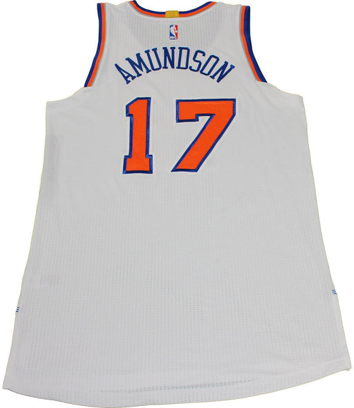 Lou Amundson New York Knicks 2015-16 Game Used #17 White Jersey (1/31/2016 vs. Golden State Warriors) (2XL) (NKN04968)