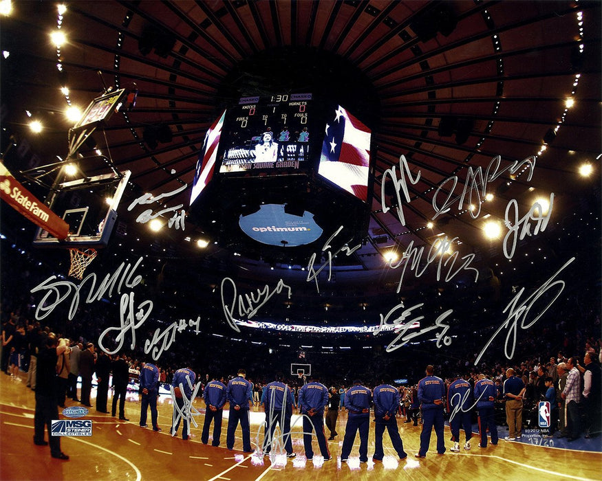 New York Knicks Team Signed Horizontal National Anthem Line-up 16x20 Photo LE/20