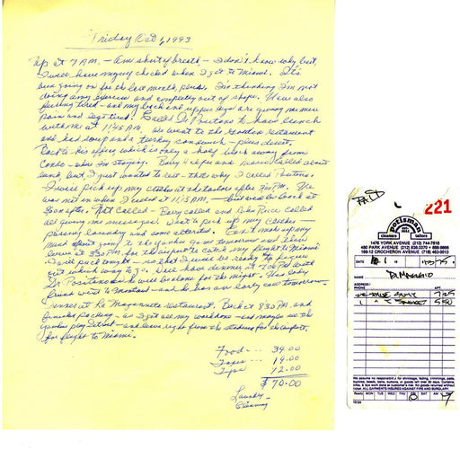 Joe DiMaggio Diaries Page - Volume 28  1993  Oct-Dec