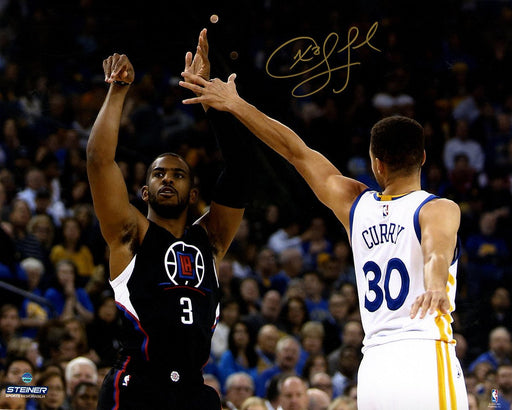 Chris Paul Signed Shoots Over Stephen Curry 16x20 Photo