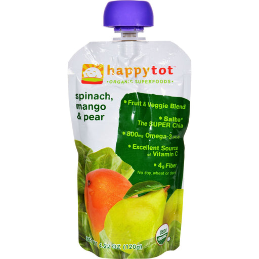 Happy Baby HappyTot Organic Superfoods Spinach Mango and Pear - 4.22 oz - Case of 16