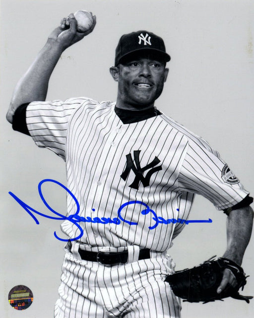 Mariano Rivera Pitching Pose Black and White Signed 4x5 Photo