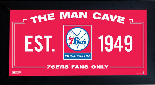 Philadelphia 76ers Man Cave Sign 10x20 Framed Photo