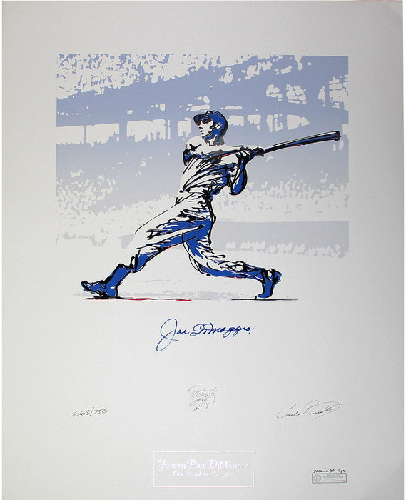 Joe DiMaggio Signed Silver Carlo Beninati 25x32.5 Lithograph (Carlo Beninati Auth)