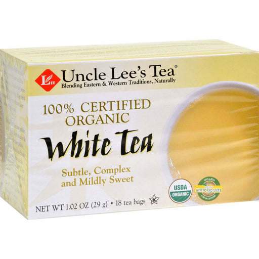 Uncle Lees Tea 100% Certified Organic White Tea - 18 Tea Bags