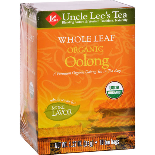 Uncle Lees Tea 100% Organic Oolong Tea Whole Leaf - Case of 12 - 18 Bag