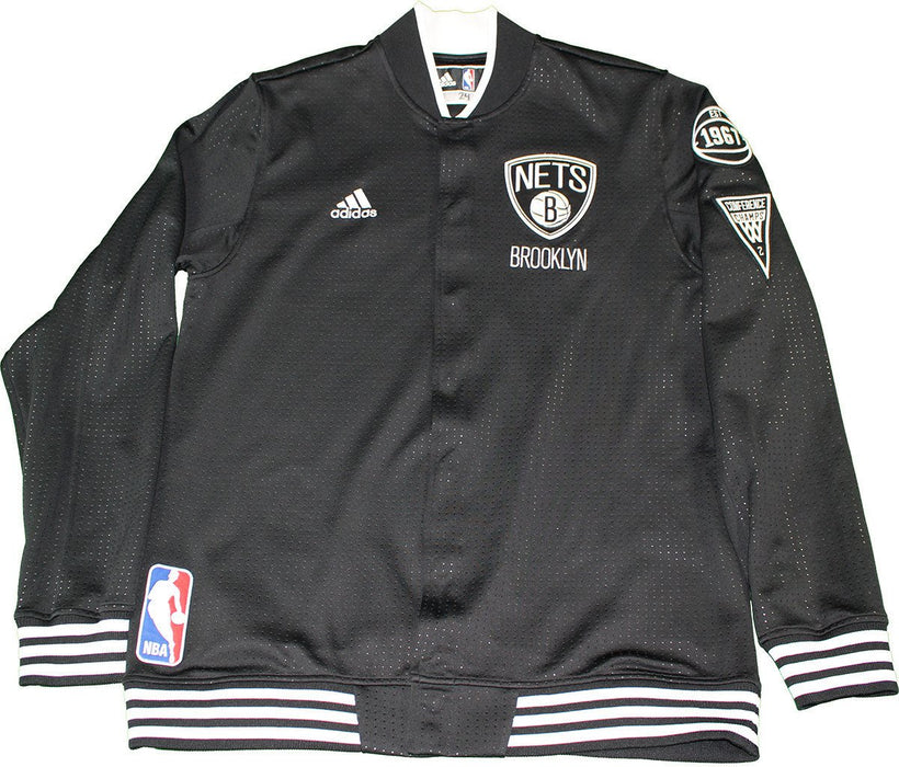 Henry Sims Brooklyn Nets 2015-2016 Game Used #14 Black/White Nets Long Sleeve Warm Up Jacket (2XL)