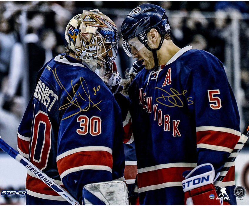 New York Rangers Henrik Lundqvist & Dan Girardi Dual Signed Celebration 16x20 Photo