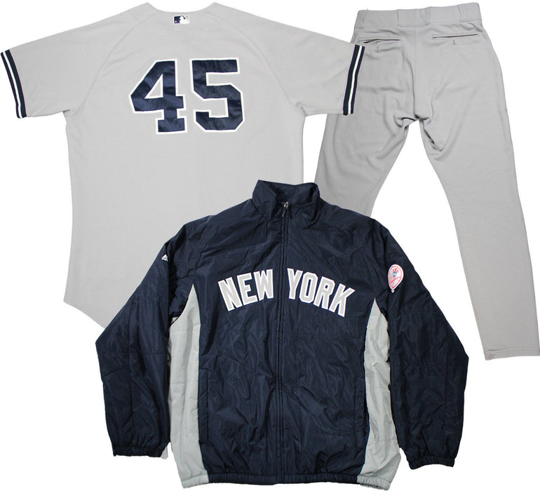 Zelous Wheeler Set - NY Yankees 2014 Season #45 Game Used Grey Jersey  Pants and Jacket (9/28/2014)