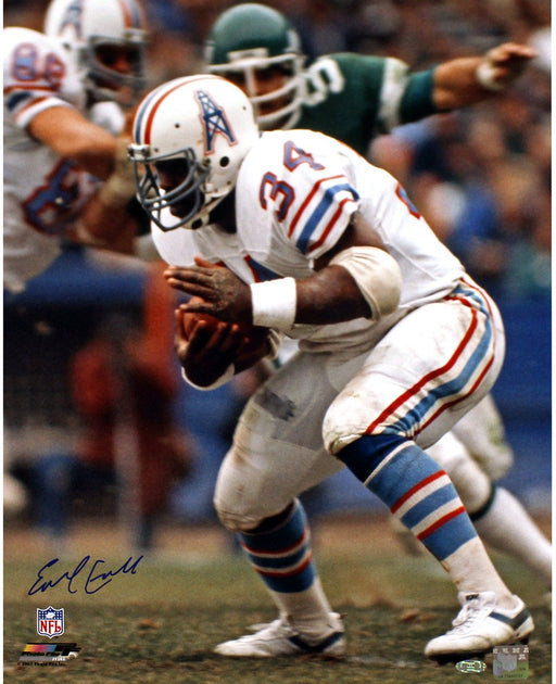 Earl Campbell Signed Houston Oilers Running White Jersey 16x20 Photo