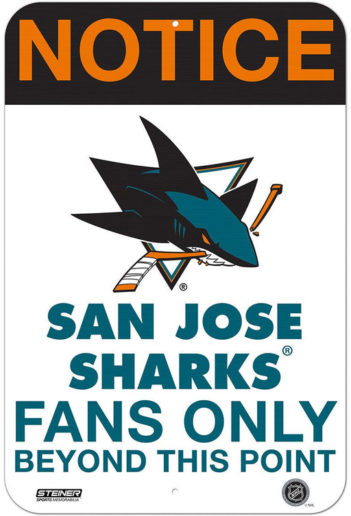 San Jose Sharks Fans Only 8x12 Aluminum Sign