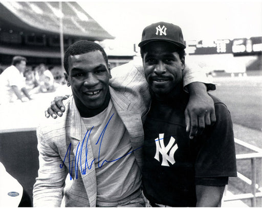 Mike Tyson poses with Dave Winfield Signed 16x20 Photo