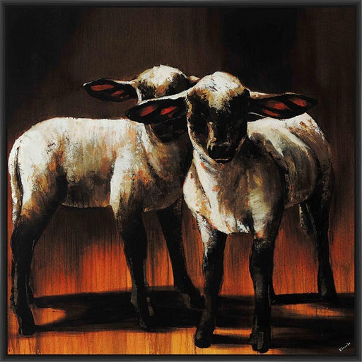 1 SHEEP 2 SHEEP 28L X 28H Floater Framed Art Giclee Wrapped Canvas