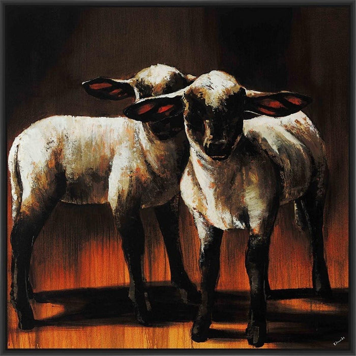 1 SHEEP 2 SHEEP 27L X 27H Floater Framed Art Giclee Wrapped Canvas