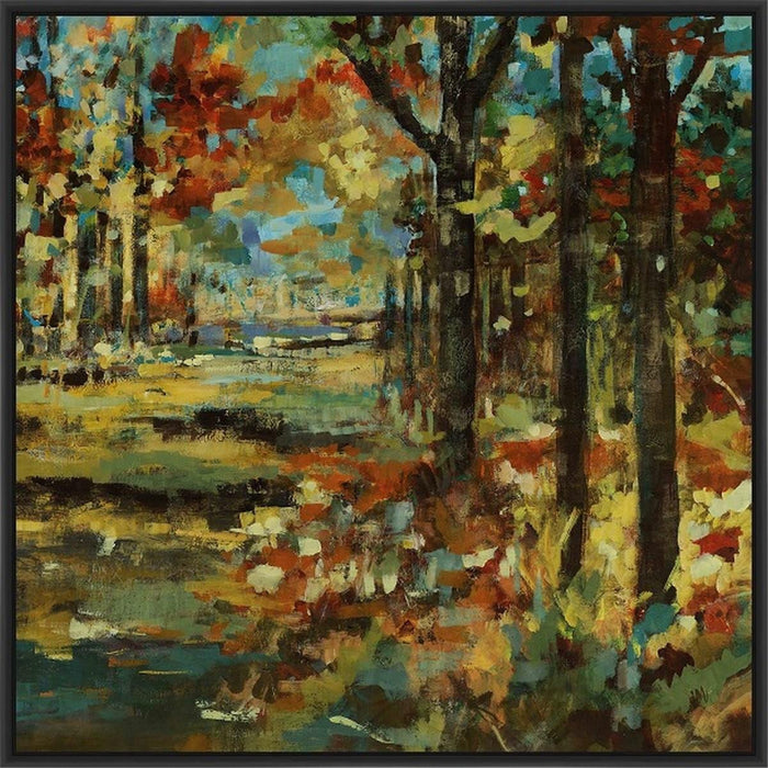 AUTUMN SCAPE 28L X 28H Floater Framed Art Giclee Wrapped Canvas