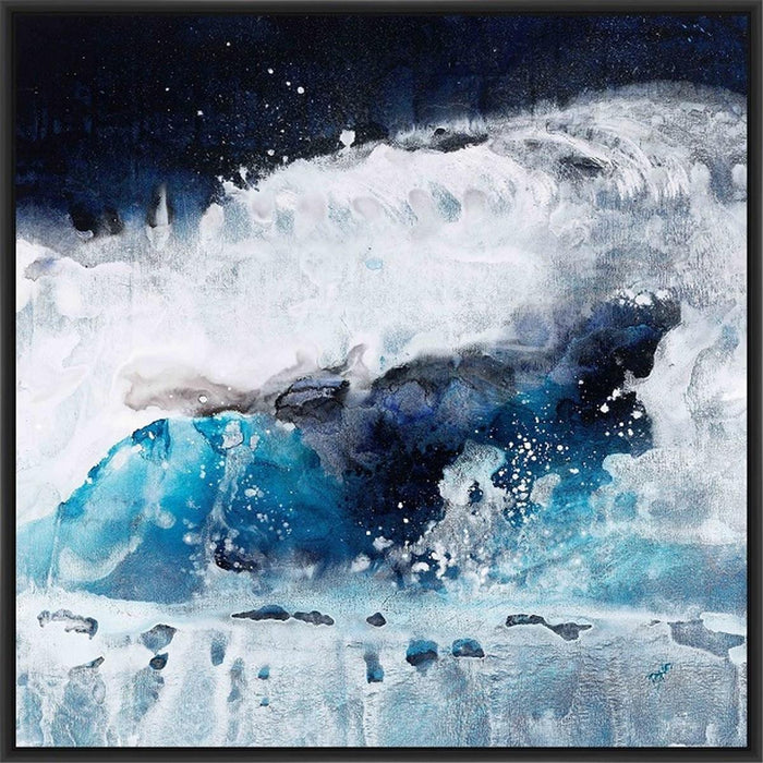 CRASHING WAVES I 28L X 28H Floater Framed Art Giclee Wrapped Canvas