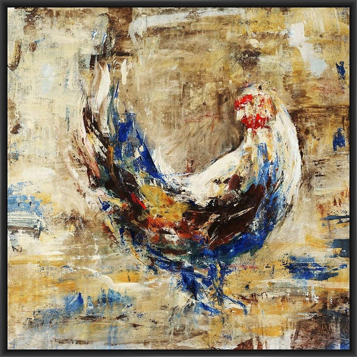 FOWL PLAY II 28L X 28H Floater Framed Art Giclee Wrapped Canvas