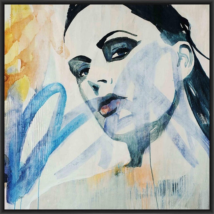 GRAFFITI GIRL 28L X 28H Floater Framed Art Giclee Wrapped Canvas