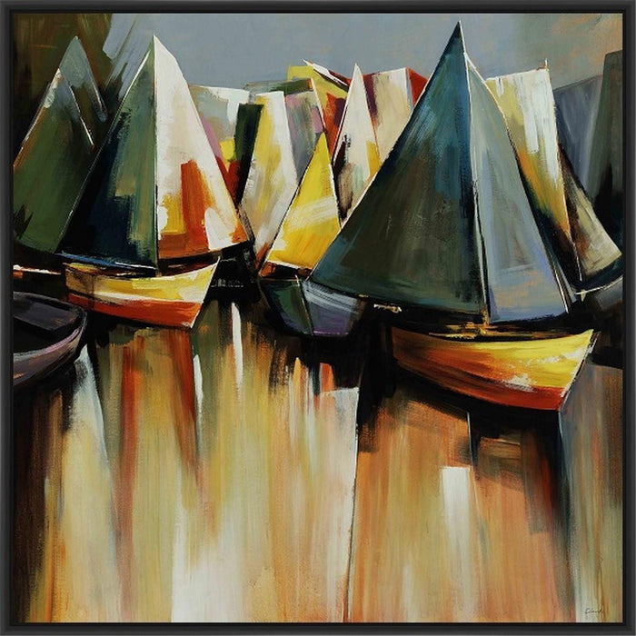 HARBOR 28L X 28H Floater Framed Art Giclee Wrapped Canvas