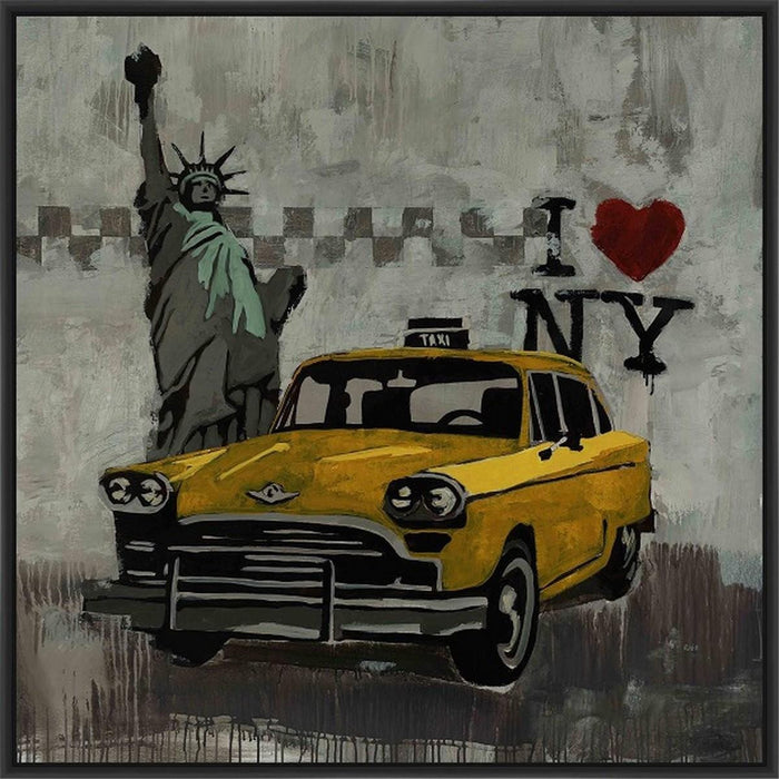 I LOVE NEW YORK 28L X 28H Floater Framed Art Giclee Wrapped Canvas