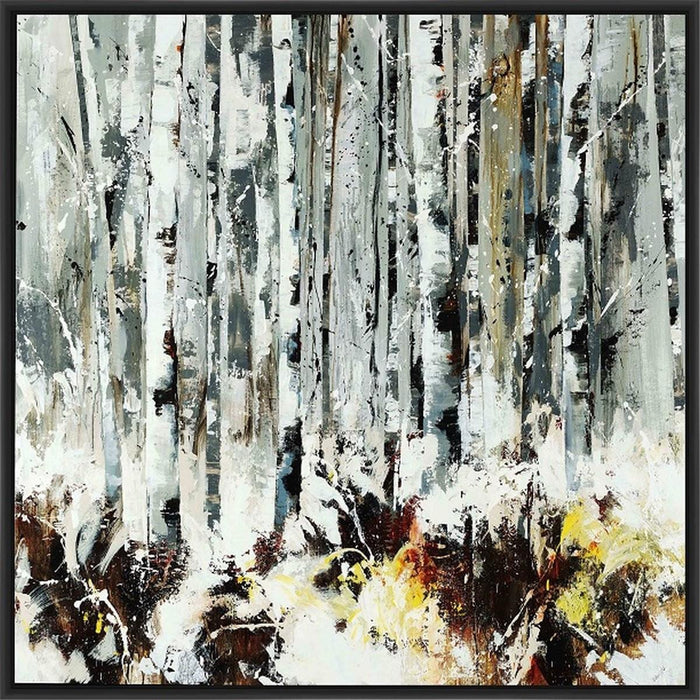 INTO THE BIRCHES 28L X 28H Floater Framed Art Giclee Wrapped Canvas