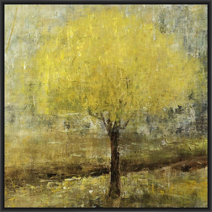 LEMON LIT TREE 28L X 28H Floater Framed Art Giclee Wrapped Canvas