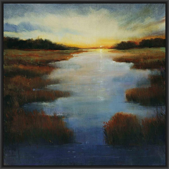 LOW LAND REFLECTION 28L X 28H Floater Framed Art Giclee Wrapped Canvas