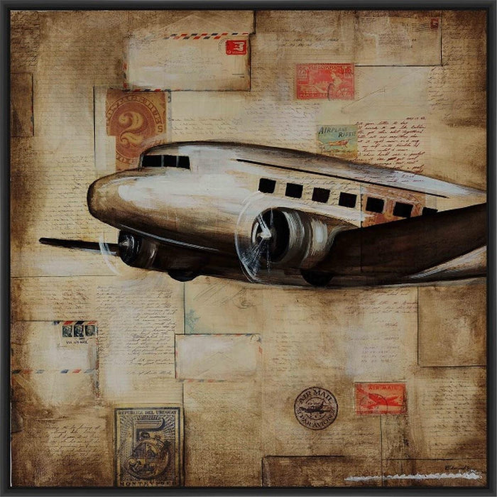 MESSAGE HOME II 28L X 28H Floater Framed Art Giclee Wrapped Canvas