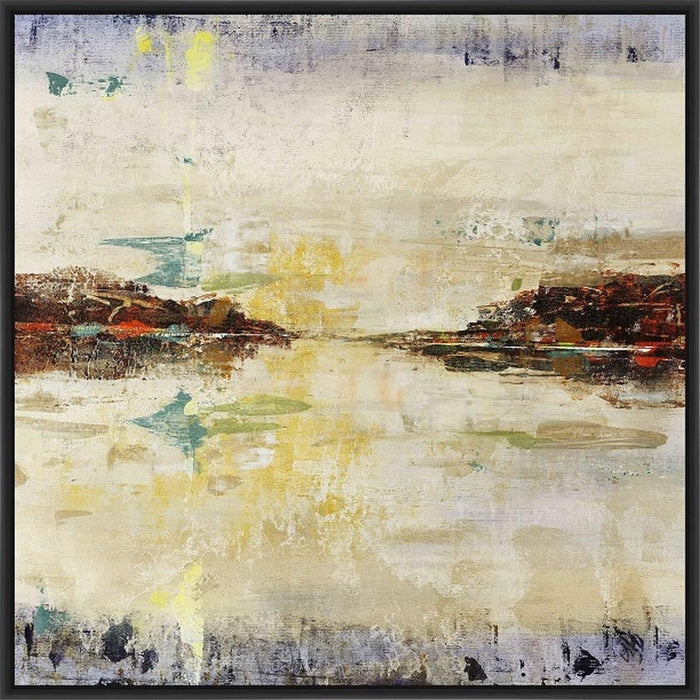 NEW LAND I 28L X 28H Floater Framed Art Giclee Wrapped Canvas