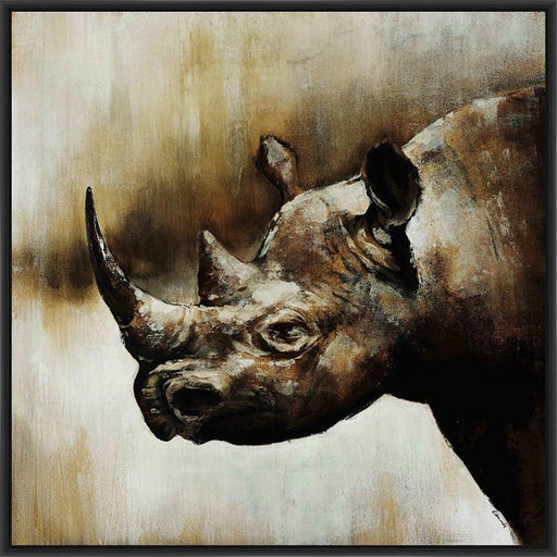 RHINO 28L X 28H Floater Framed Art Giclee Wrapped Canvas