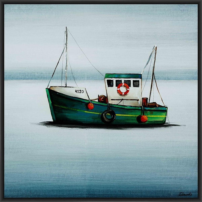 SHIPS AHOY I 28L X 28H Floater Framed Art Giclee Wrapped Canvas