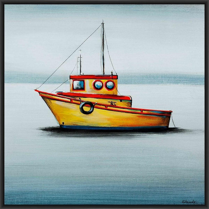 SHIPS AHOY III 28L X 28H Floater Framed Art Giclee Wrapped Canvas