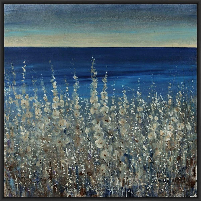 SHORELINE FLOWERS II 28L X 28H Floater Framed Art Giclee Wrapped Canvas