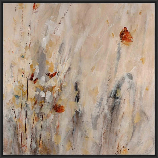 ABSTRACT FLOWERS I 28L X 28H Floater Framed Art Giclee Wrapped Canvas