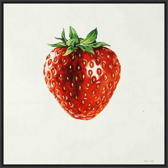 STRAWBERRY 28L X 28H Floater Framed Art Giclee Wrapped Canvas