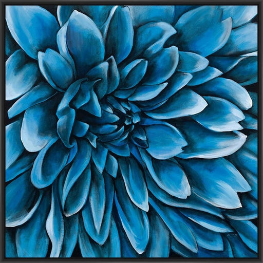 TURQUOISE BLOOM 22L X 28H Floater Framed Art Giclee Wrapped Canvas