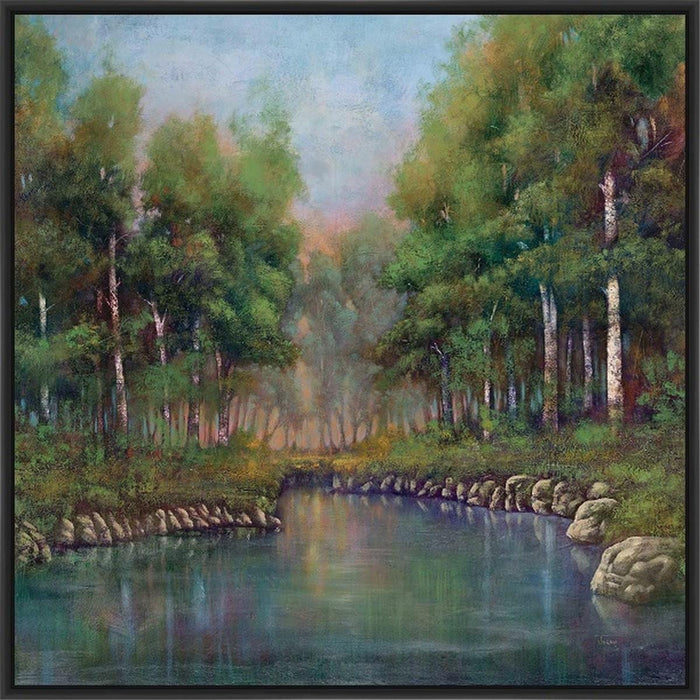 TWILIGHT POND 22L X 28H Floater Framed Art Giclee Wrapped Canvas