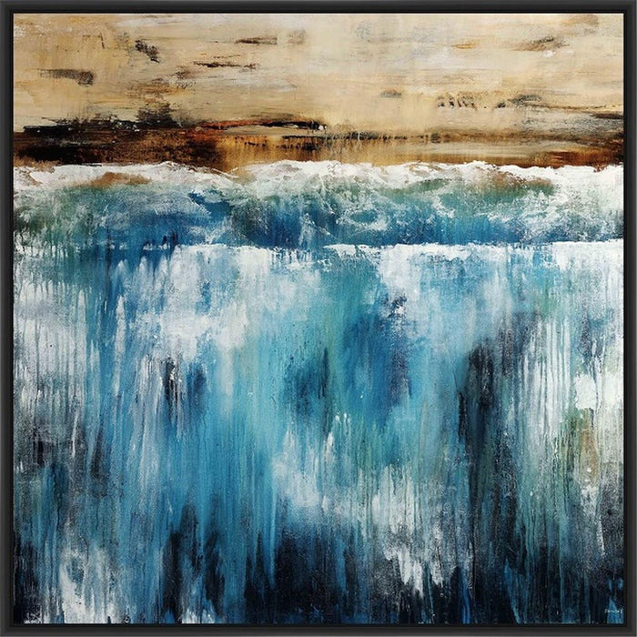 WATER LINE BY THE COAST 22L X 28H Floater Framed Art Giclee Wrapped Canvas