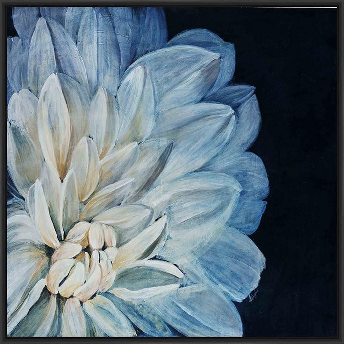 WHITE DAHLIA 22L X 28H Floater Framed Art Giclee Wrapped Canvas