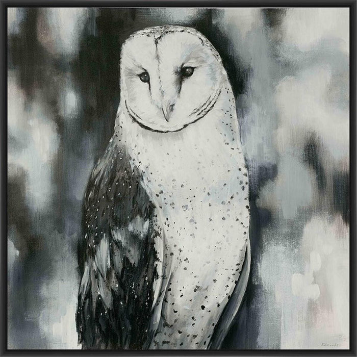 WHITE OWL 22L X 28H Floater Framed Art Giclee Wrapped Canvas