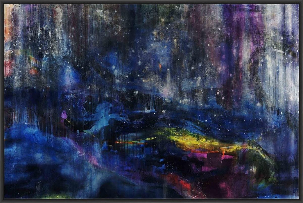 ASTRAL WATERFALL 22L X 28H Floater Framed Art Giclee Wrapped Canvas