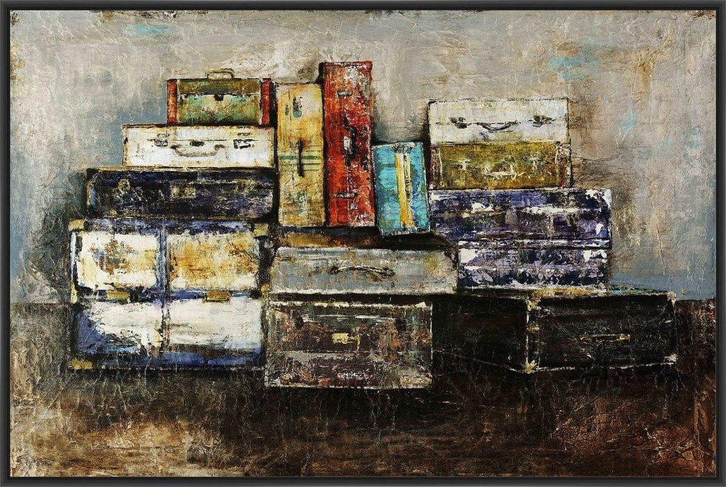 BAGGAGE CLAIM 22L X 28H Floater Framed Art Giclee Wrapped Canvas