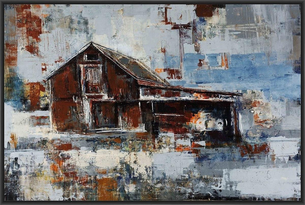 BARN 22L X 28H Floater Framed Art Giclee Wrapped Canvas