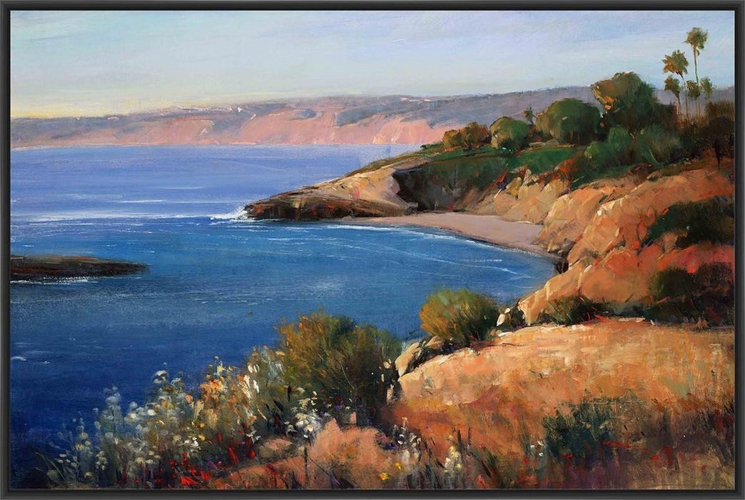 BAY VIEW 22L X 28H Floater Framed Art Giclee Wrapped Canvas