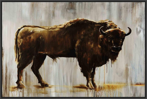 BISON 22L X 28H Floater Framed Art Giclee Wrapped Canvas