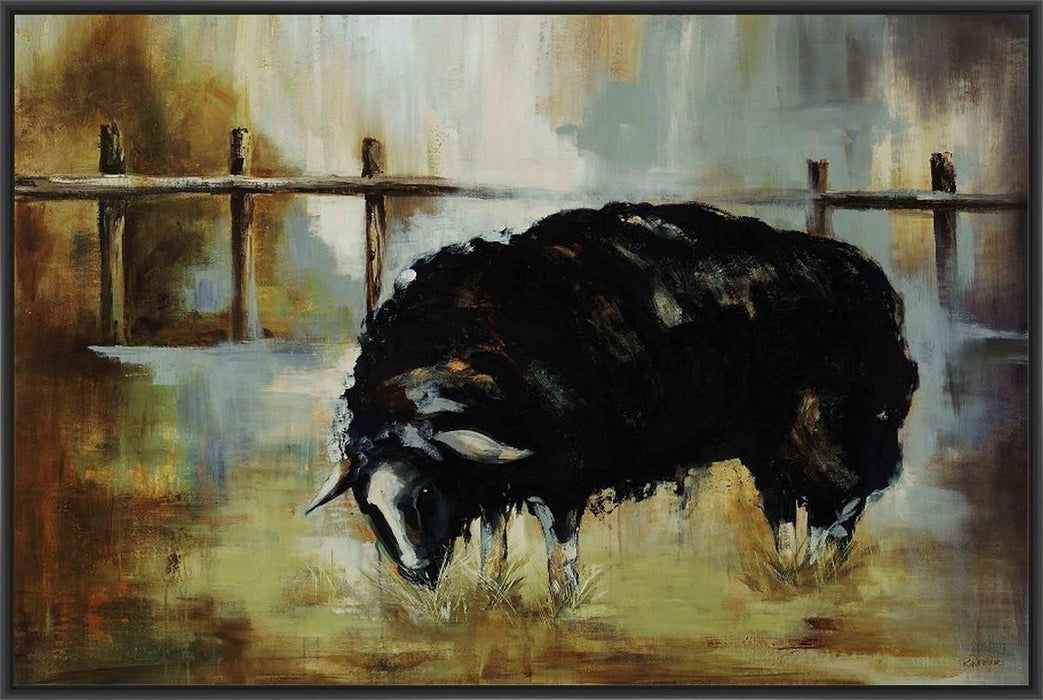 BLACK EWE 22L X 28H Floater Framed Art Giclee Wrapped Canvas